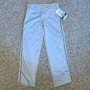 New Louisville Slugger Gray Long Open bottom Baseball Pants Youth Boys Large